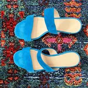 Blue J. Crew suede slide sandals